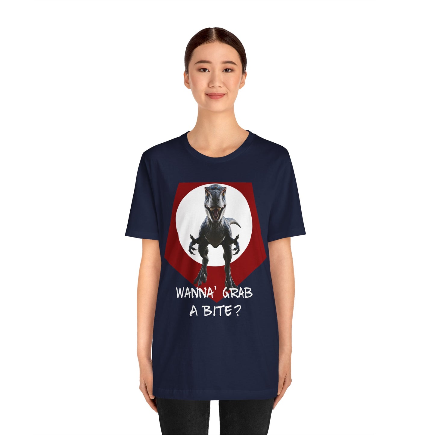 Funny Dinosaur Velociraptor 'Grab a Bite' Graphic Tee - Perfect for Casual Wear, Birthday Gifts, Jurassic Theme Parties, Chefs