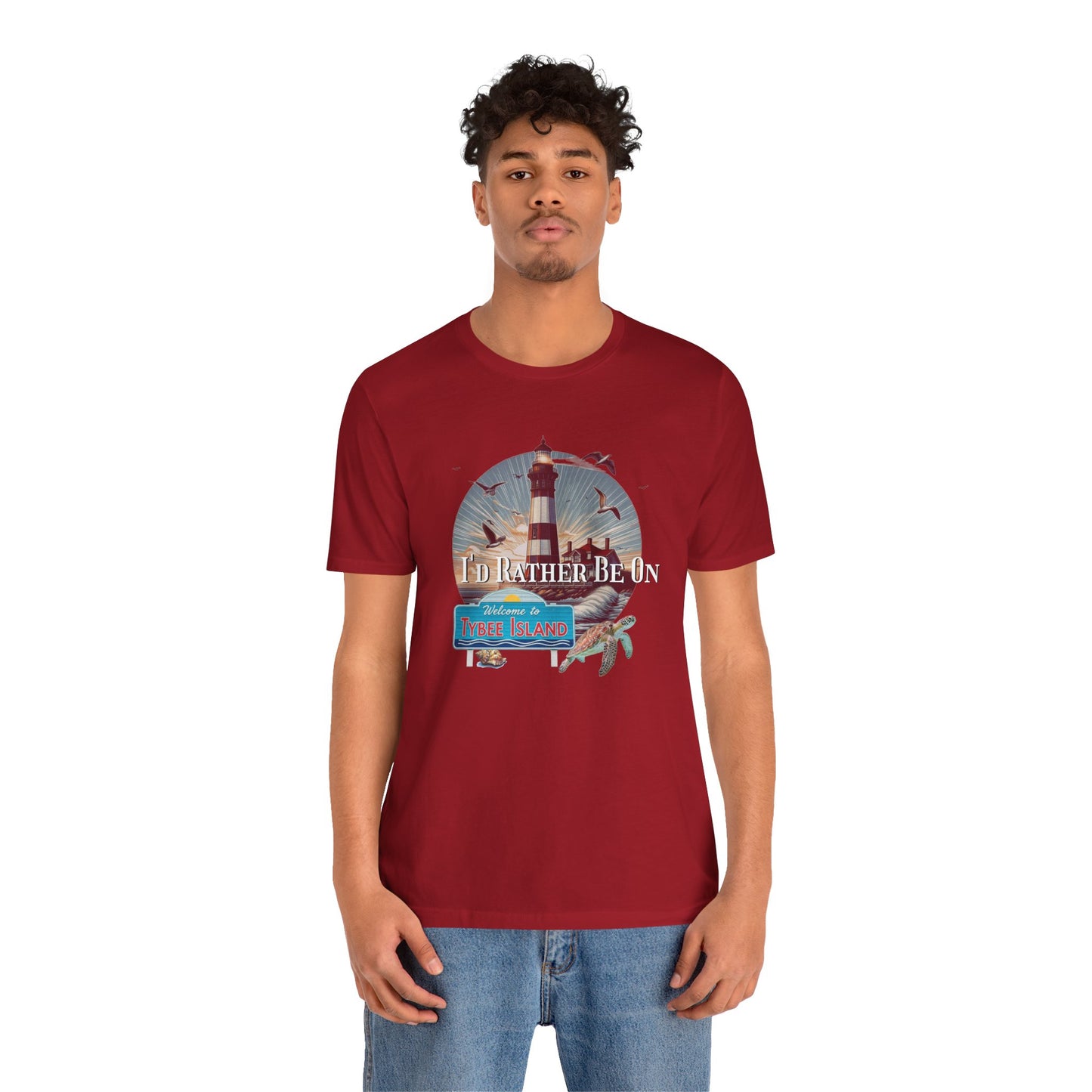 Tybee Island Georgia Unisex Jersey Tee, Laid-Back Beach Lighthouse Shirt, Island Lifestyle Apparel, Coastal Vacation Souvenir Top, Beach