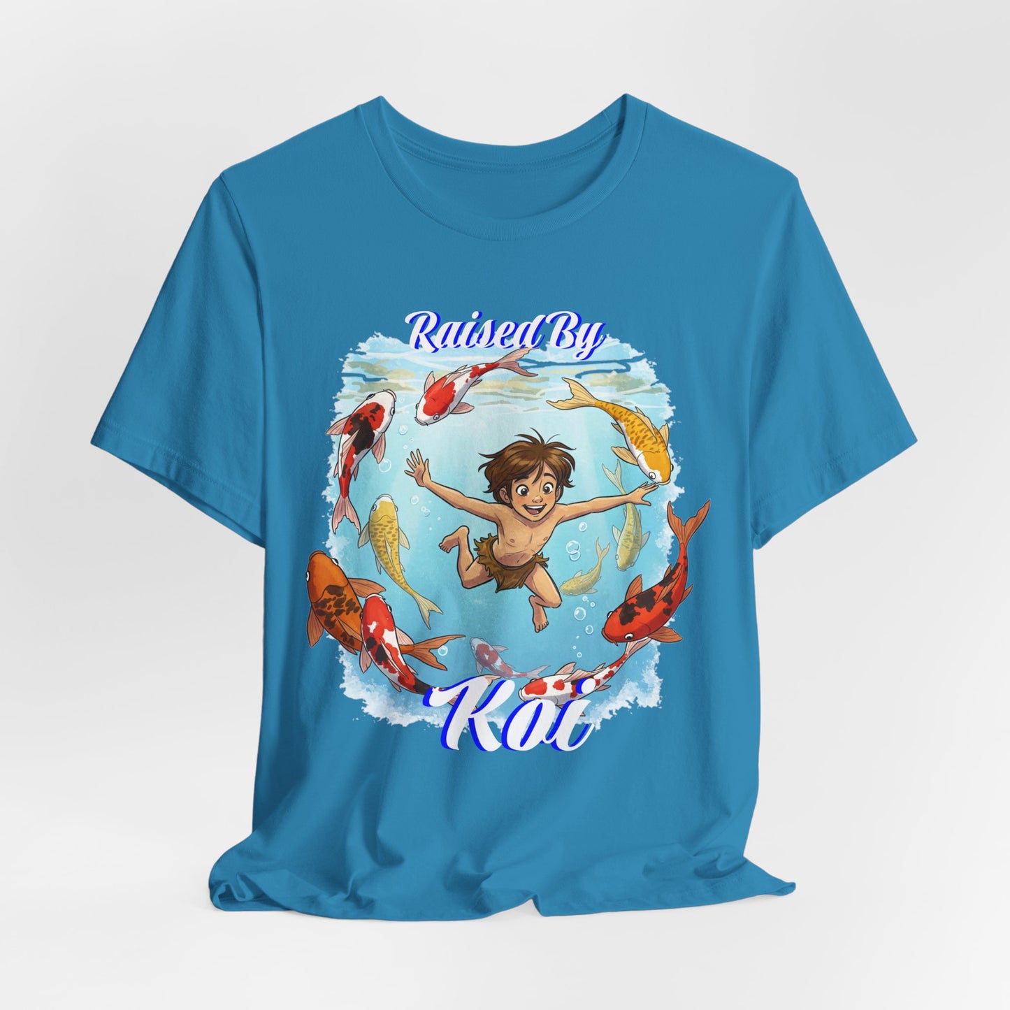 'Raised By Koi; Unisex Jersey Tee - Funny Graphic Tee for Aquatic Lovers, Cute Gift for Birthdays, Casual Wear, Summer Fashion, Relaxed Style - Schmartypants