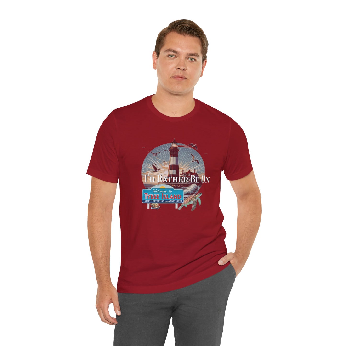 Tybee Island Georgia Unisex Jersey Tee, Laid-Back Beach Lighthouse Shirt, Island Lifestyle Apparel, Coastal Vacation Souvenir Top, Beach