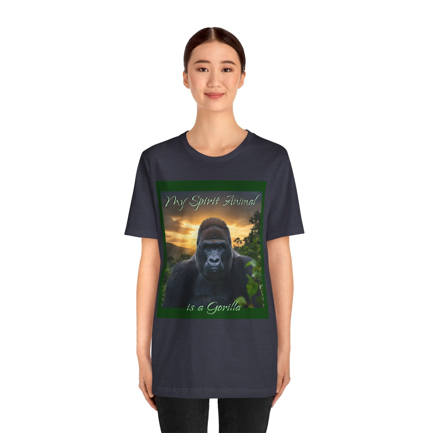 'My Spirit Animal is a Gorilla' T-Shirt - Beautiful Unisex Jersey Tee for Animal Lovers, Conservationists - Schmartypants