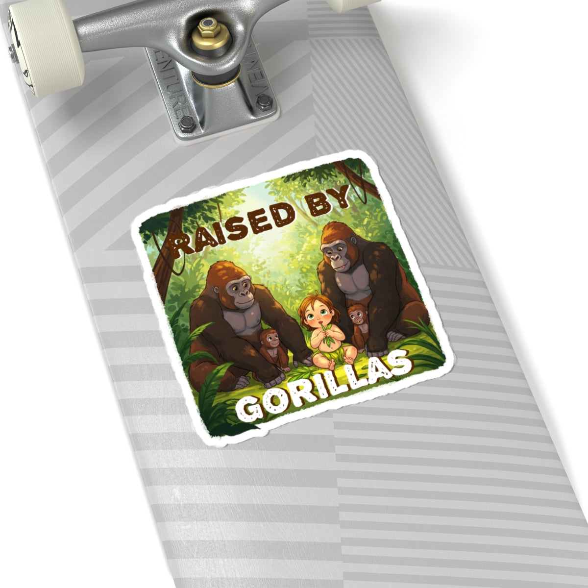 'Raised by Gorillas' Kiss-Cut Stickers - Fun Animal Lovers Decor (female character version) - Schmartypants