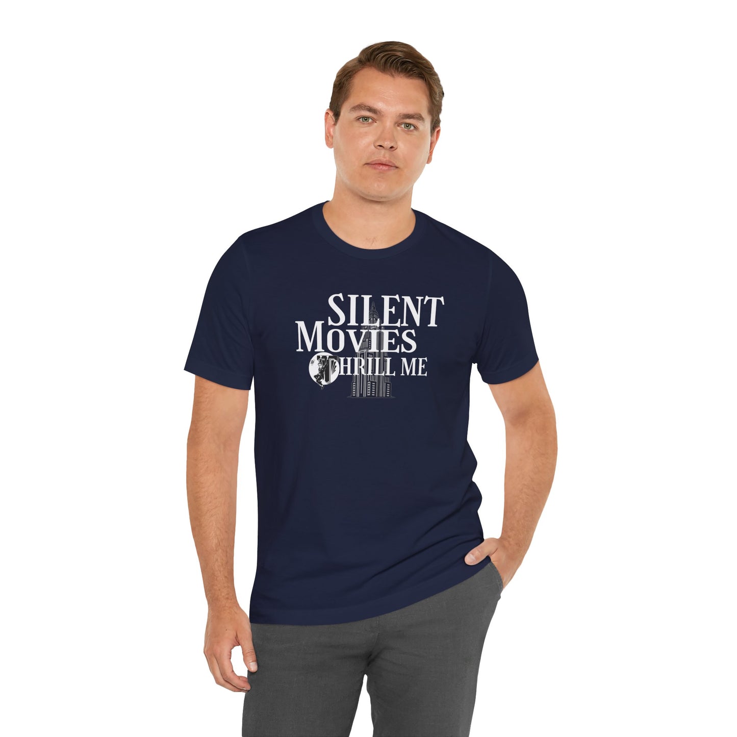 Silent Movies Thrill Me Tee, Unisex T-Shirt, Vintage Film Lover Shirt, Movie Buff Gift, Retro Cinema Apparel