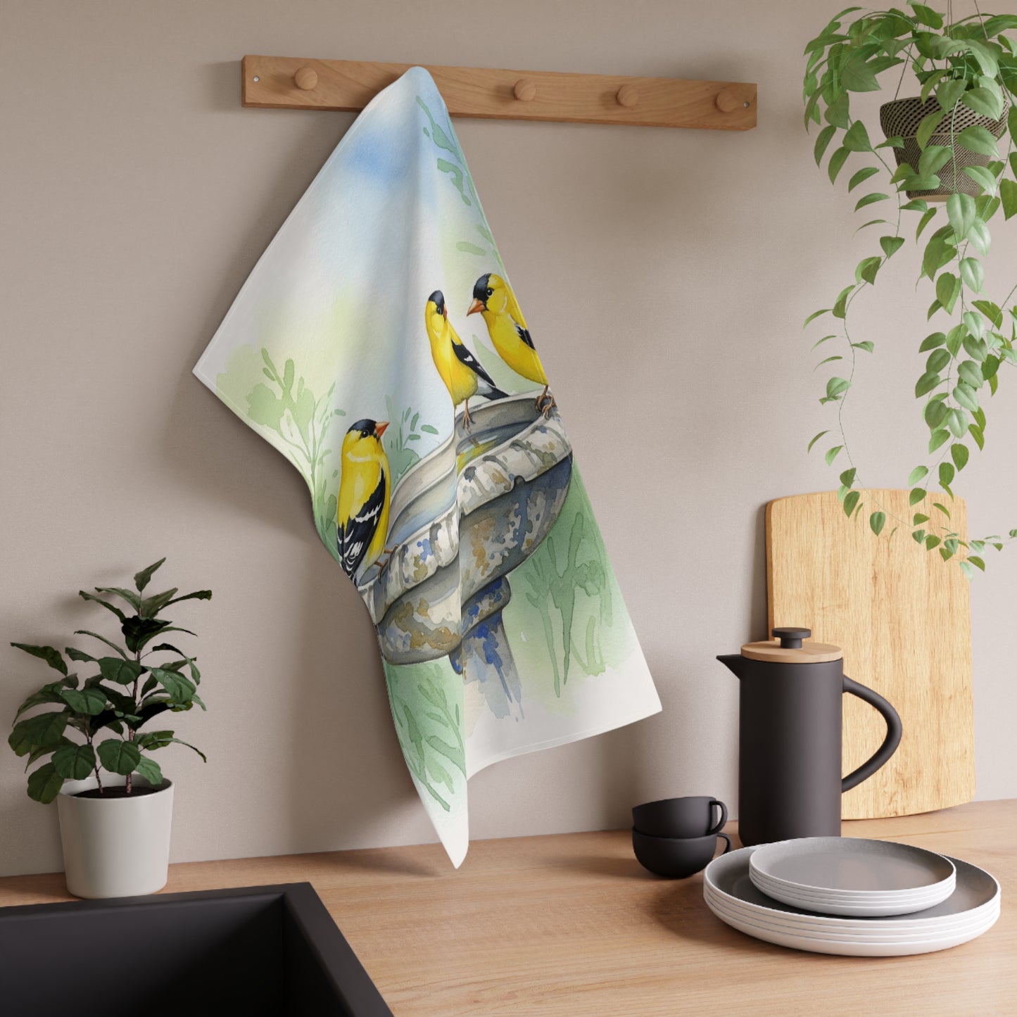 Charming Goldfinch Motif Tea Towels, Kitchen Decor, Gift for Bird Lovers, Home Essentials, Spring Decor, Eco-Friendly Kitchen