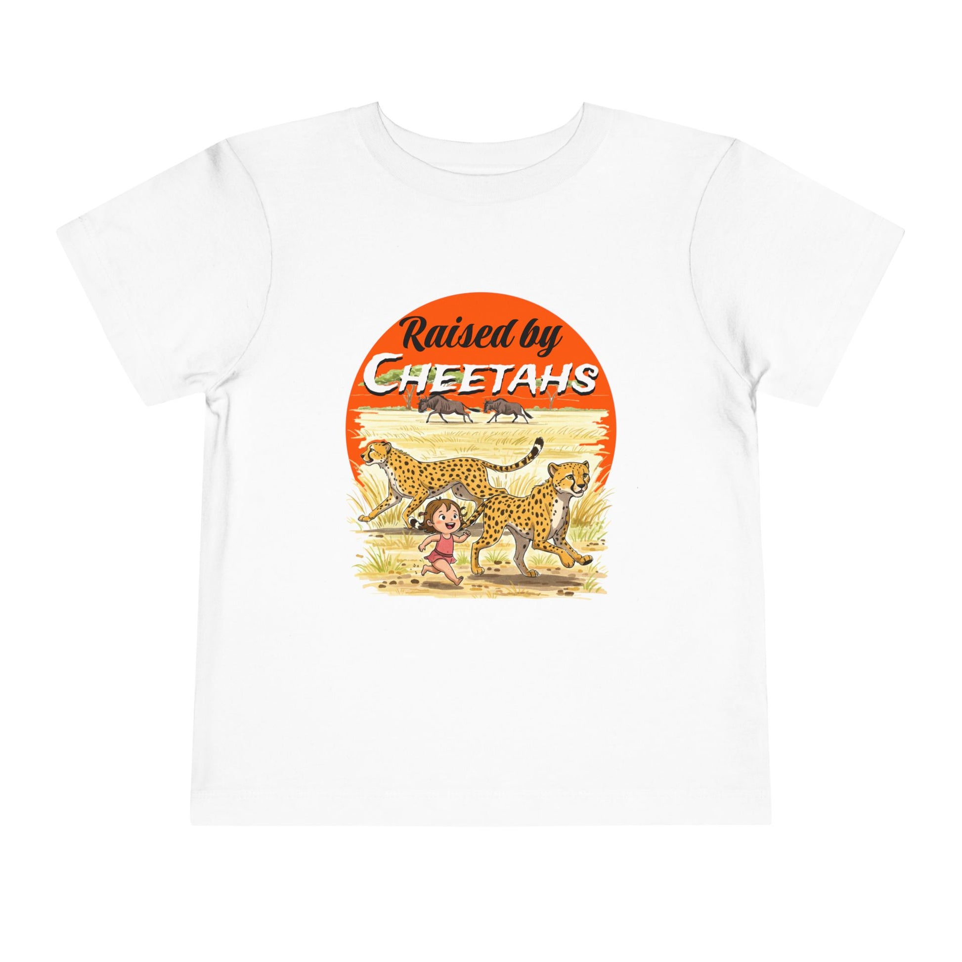 Toddler Short Sleeve Tee - Raised by Cheetahs Funny Adventure Shirt for Girls, Toddlers - Schmartypants