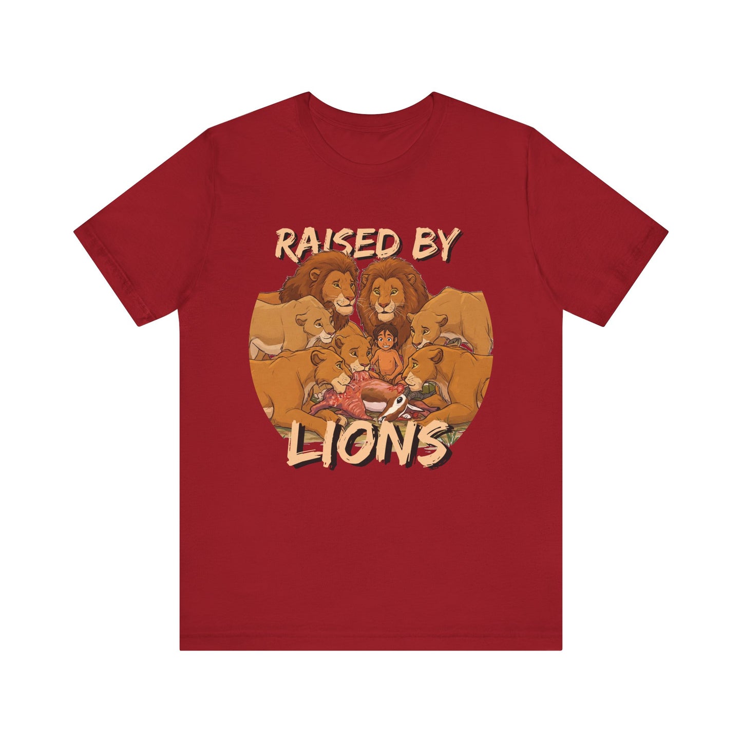 Raised by Lions Unisex Jersey Tee – Empowering, Humorous Graphic T-Shirt for Animal Lovers, Lion Lovers - Schmartypants