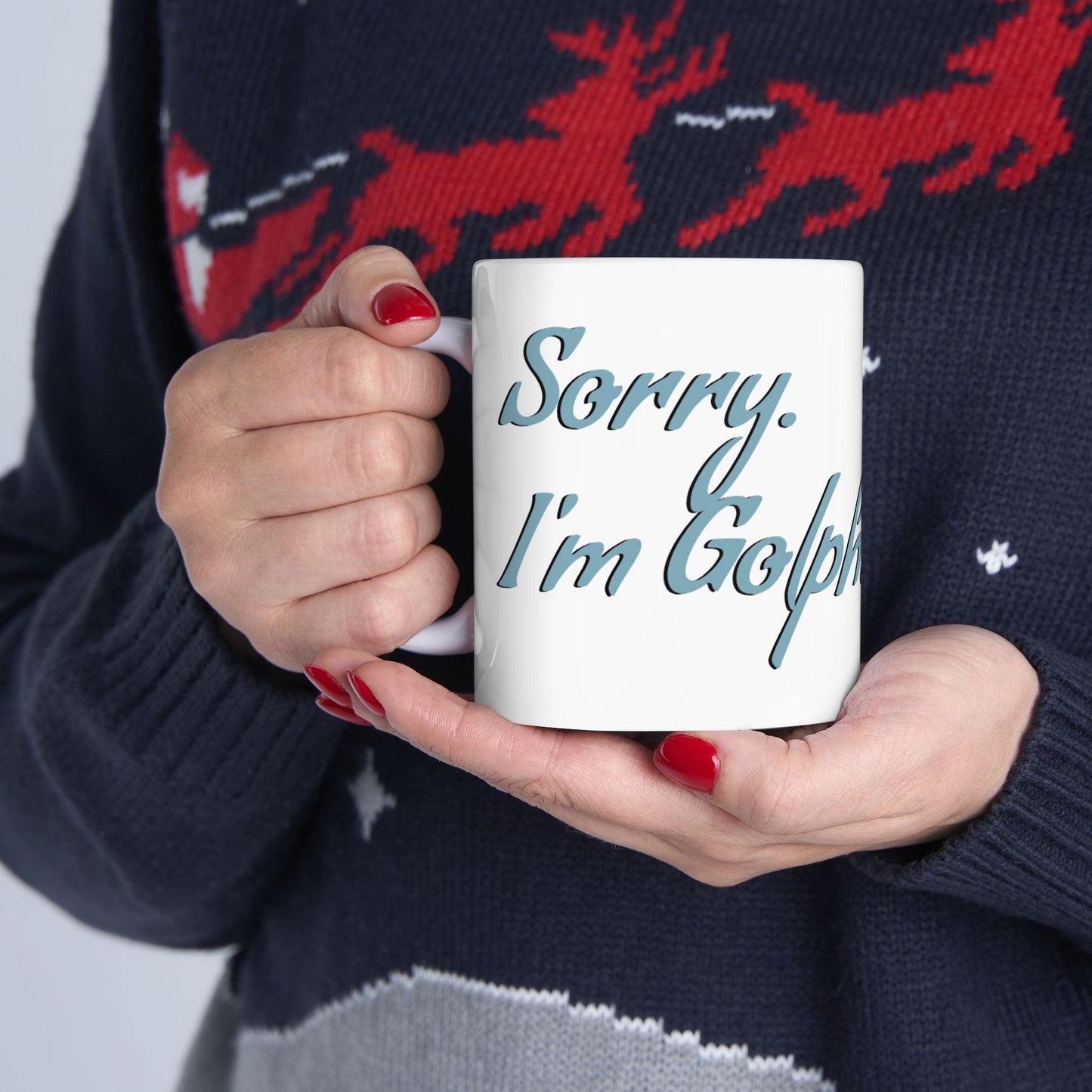 'Sorry. I'm Golphin.' Dolphin Ceramic Mug - Perfect Funny Gift for Coffee Lovers and Golfing Enthusiasts - Schmartypants