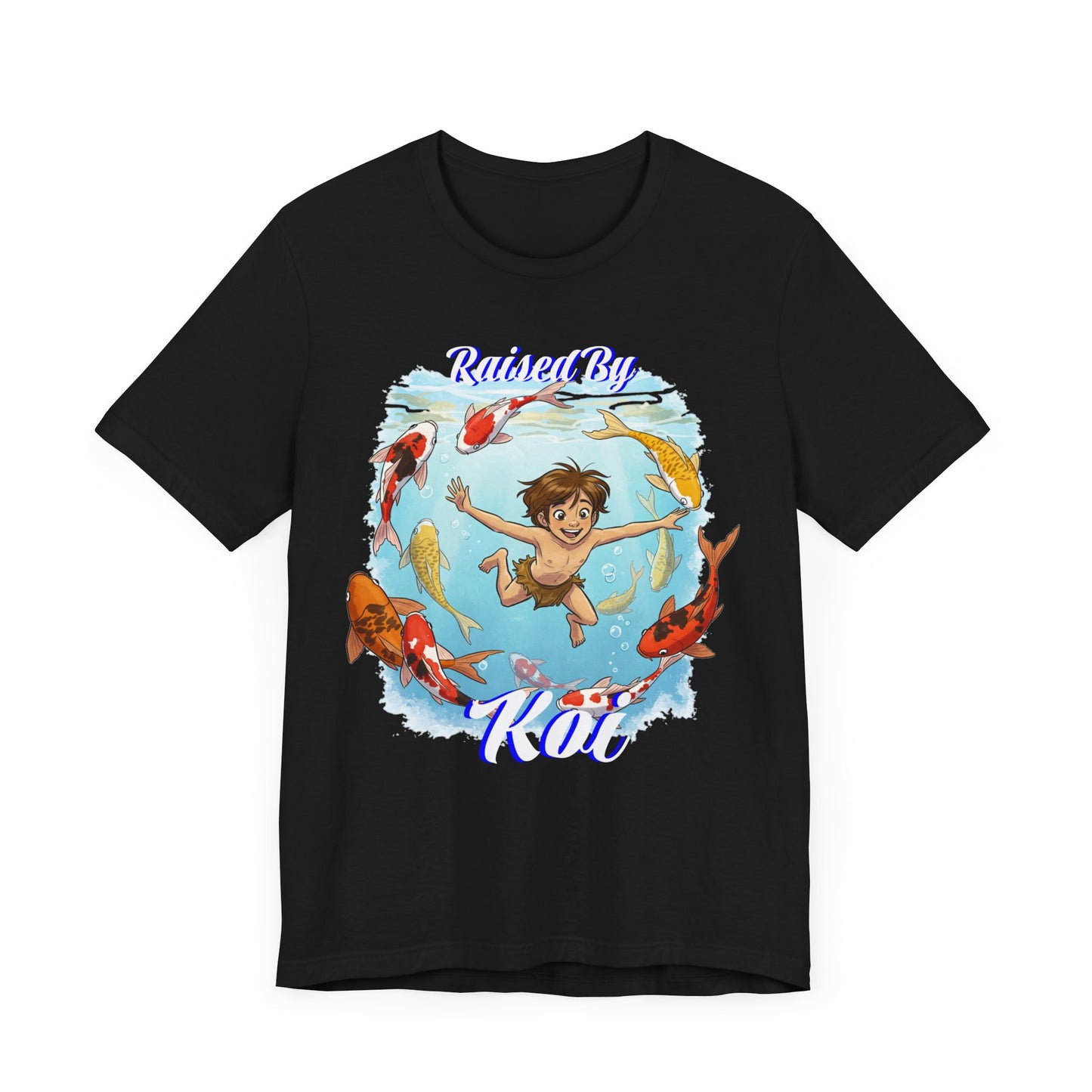 'Raised By Koi; Unisex Jersey Tee - Funny Graphic Tee for Aquatic Lovers, Cute Gift for Birthdays, Casual Wear, Summer Fashion, Relaxed Style - Schmartypants