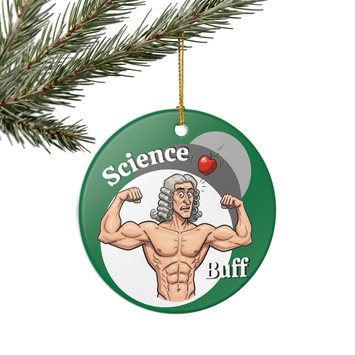 Science Buff Ceramic Ornament - Fun Holiday Decor, Educational Gifts, Unique Home Accent, Gift for Science Lovers, Sir Isaac Newton