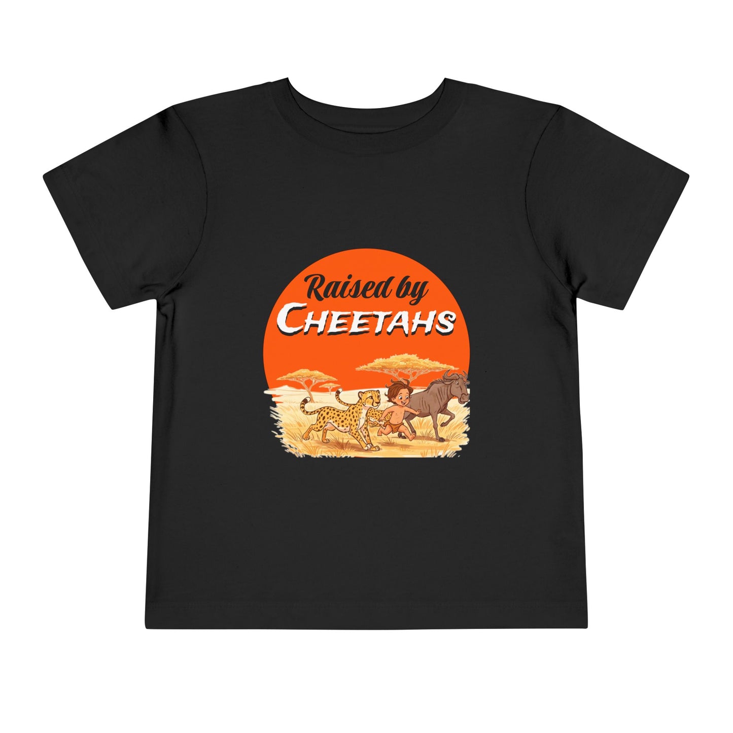 Toddler Boys Short Sleeve Tee with 'Raised by Cheetahs' Design | Funny Kids T-Shirt, Animal Lover Gift, Summer Outfit, Safari Theme - Schmartypants