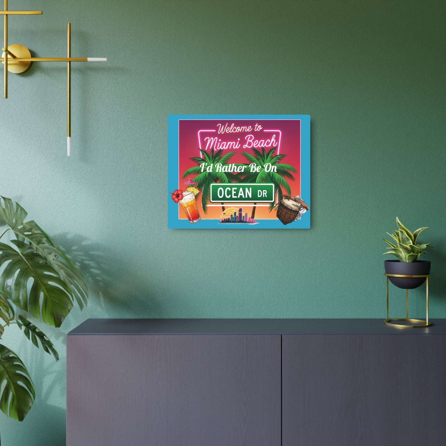 Ocean Drive, Miami Beach Tropical Metal Art Sign, Miami Beach Decor, Ocean Drive Wall Art, Summer Vibes Home Decor, Beach House Bar Sign