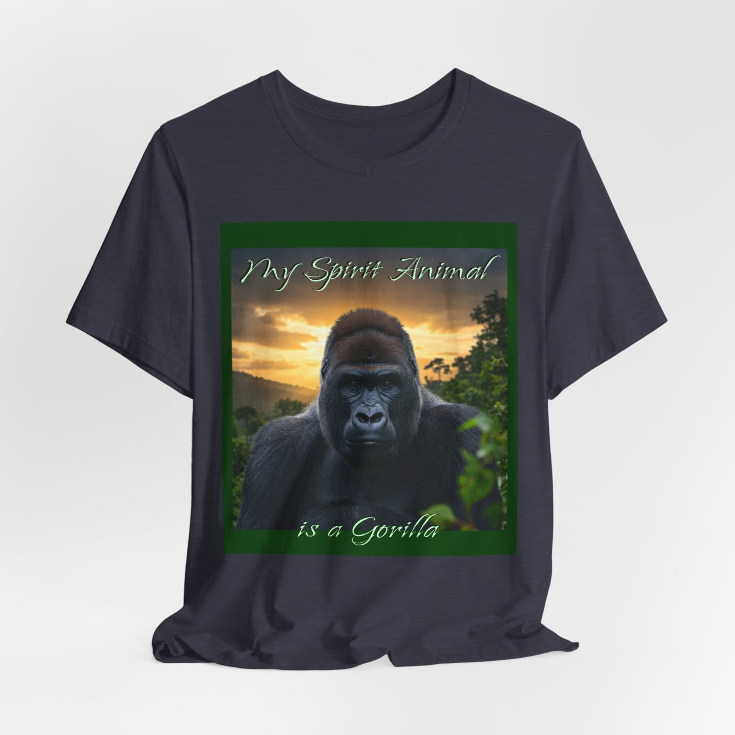 'My Spirit Animal is a Gorilla' T-Shirt - Beautiful Unisex Jersey Tee for Animal Lovers, Conservationists - Schmartypants