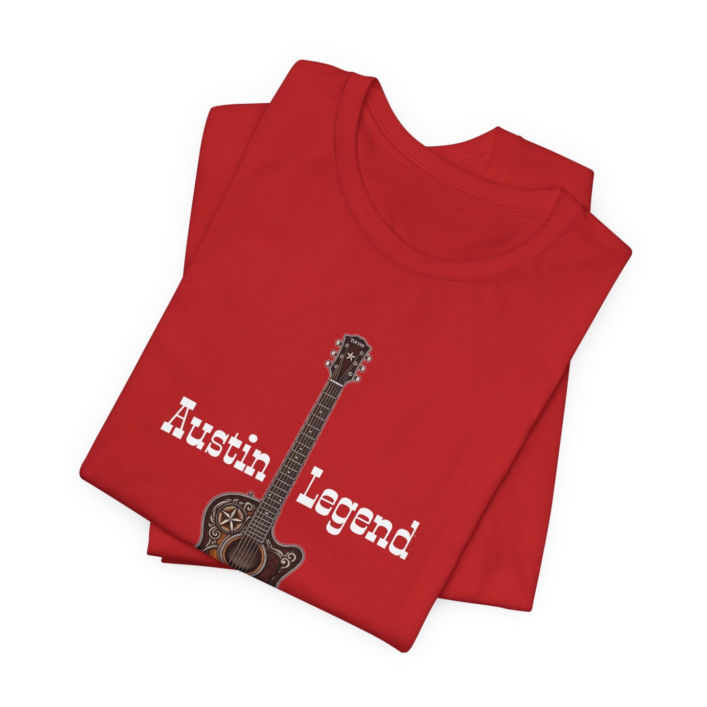 Austin Legend Guitar Tee | Unisex Short Sleeve T-Shirt, Music Lover Gift, Austin TX Souvenir, Casual Wear, Festival Apparel