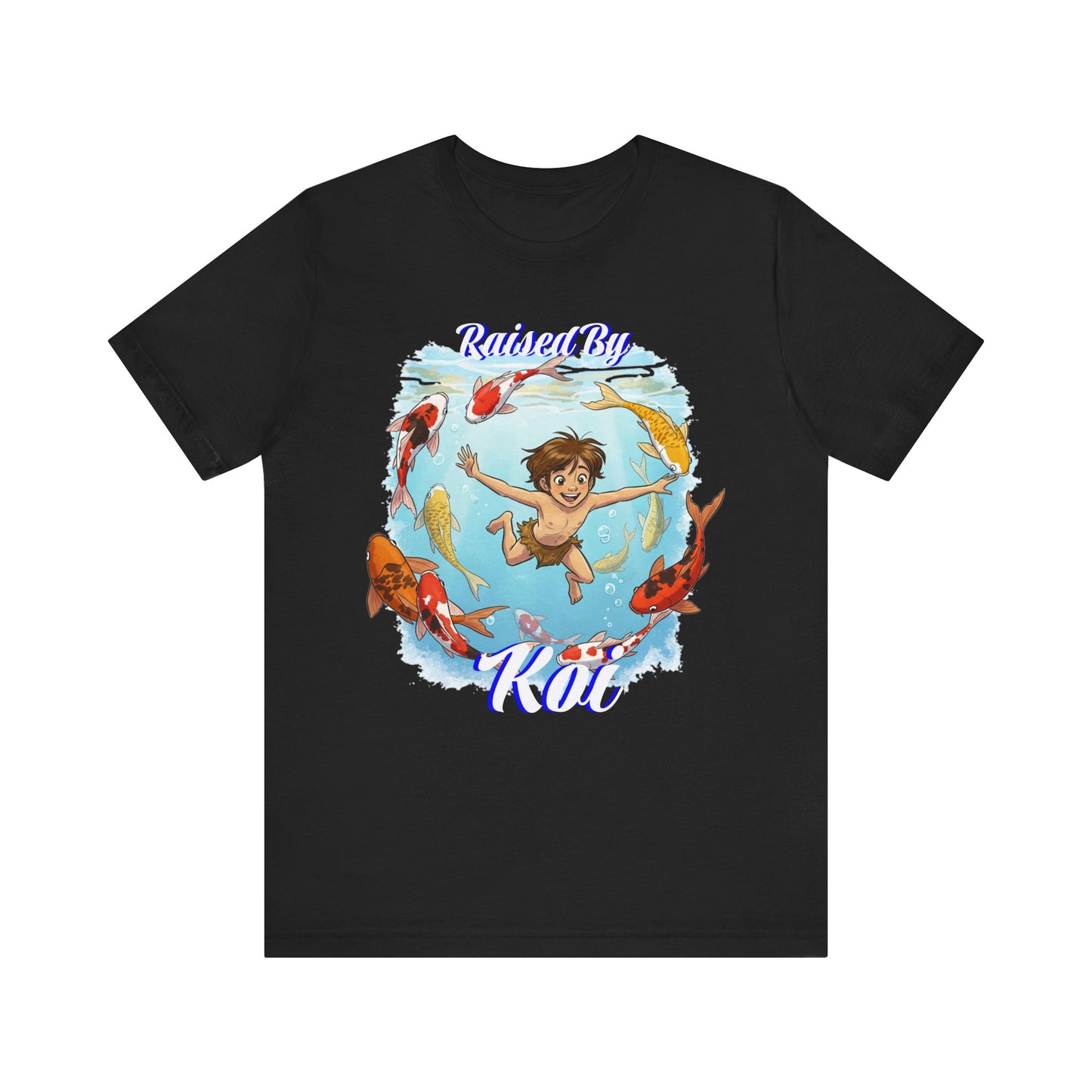'Raised By Koi; Unisex Jersey Tee - Funny Graphic Tee for Aquatic Lovers, Cute Gift for Birthdays, Casual Wear, Summer Fashion, Relaxed Style - Schmartypants