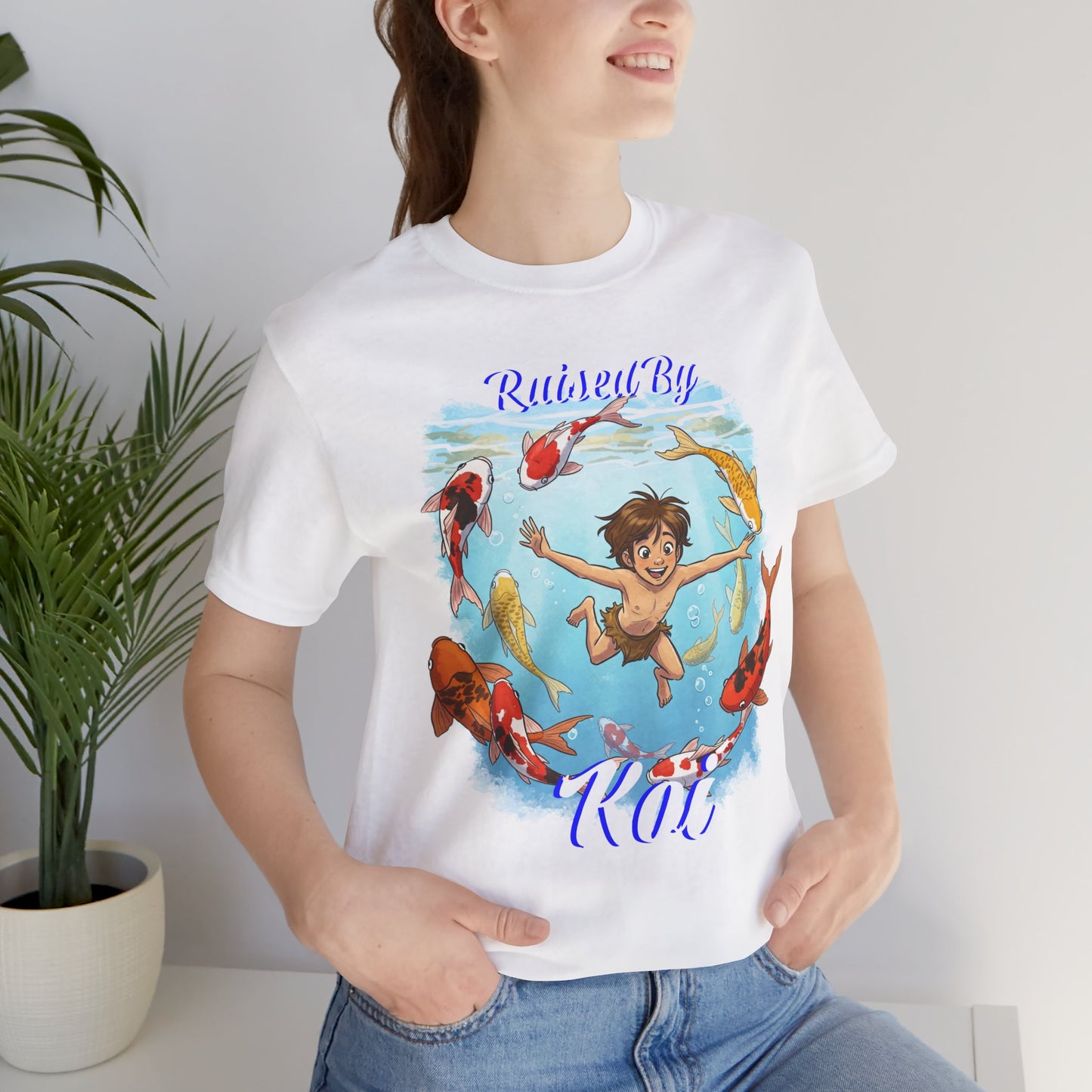 'Raised By Koi; Unisex Jersey Tee - Funny Graphic Tee for Aquatic Lovers, Cute Gift for Birthdays, Casual Wear, Summer Fashion, Relaxed Style - Schmartypants