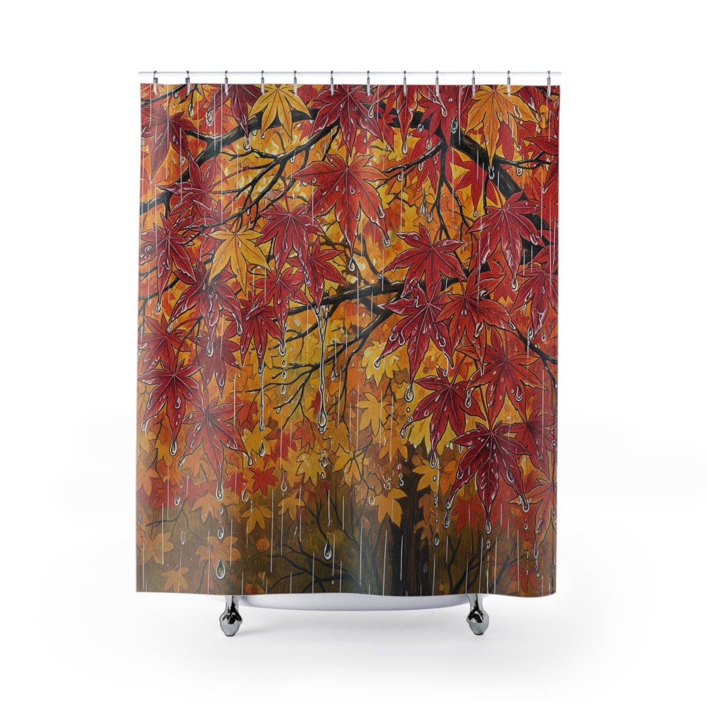 Autumn Leaves Shower Curtain, Fall Decor, Bathroom Accessories, Cozy Home, Thanksgiving Gift, Nature-Inspired