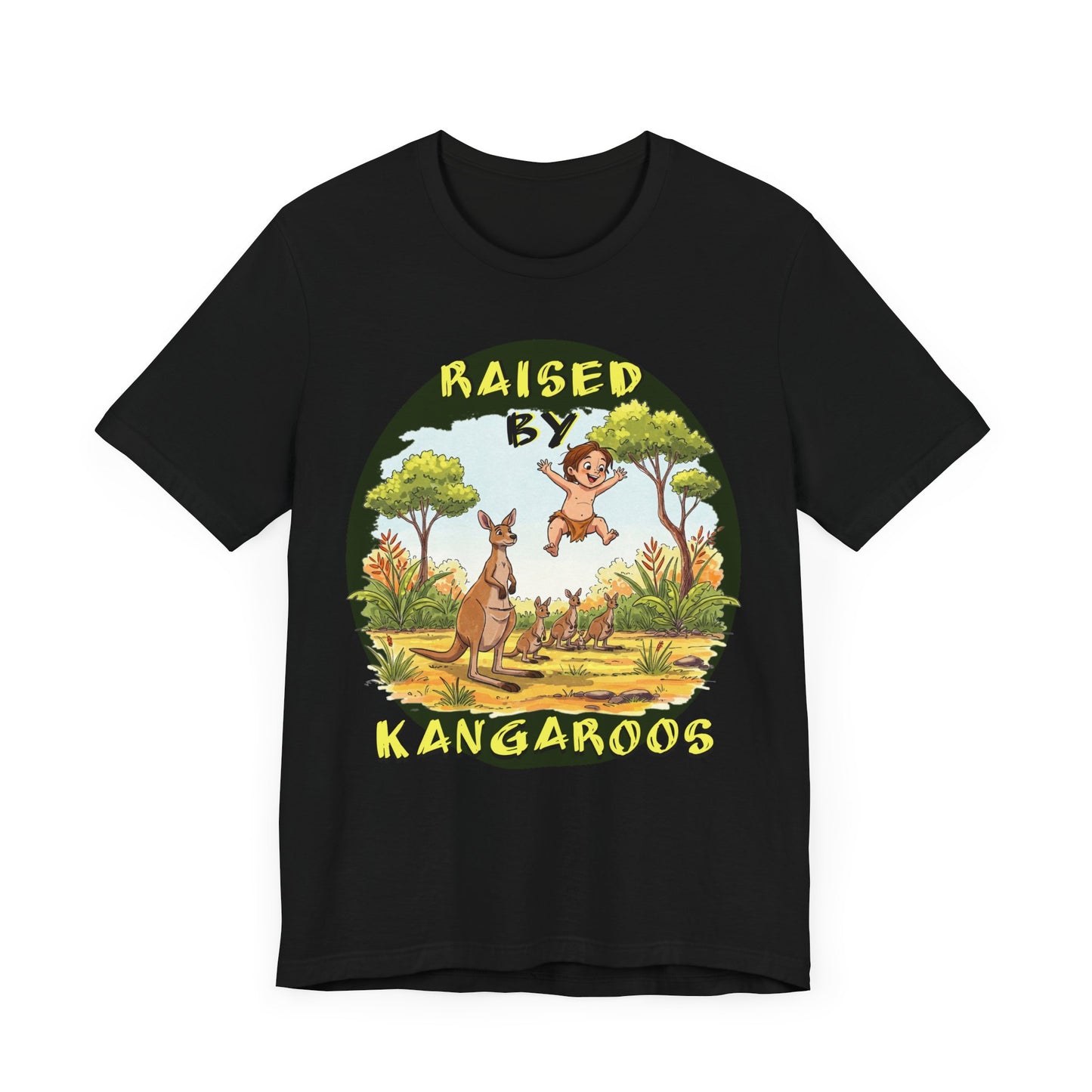 'Raised by Kangaroos' Unisex Short Sleeve Tee - Fun and Playful T-Shirt for Animal Lovers, Aussies - Schmartypants