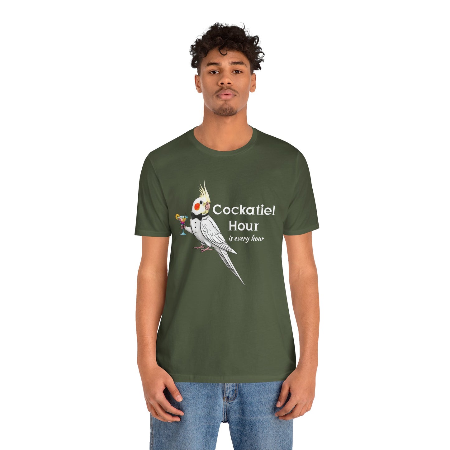 Funny 'Cockatiel Hour is Every Hour' Unisex Tee for Cockatiel Pet Owners