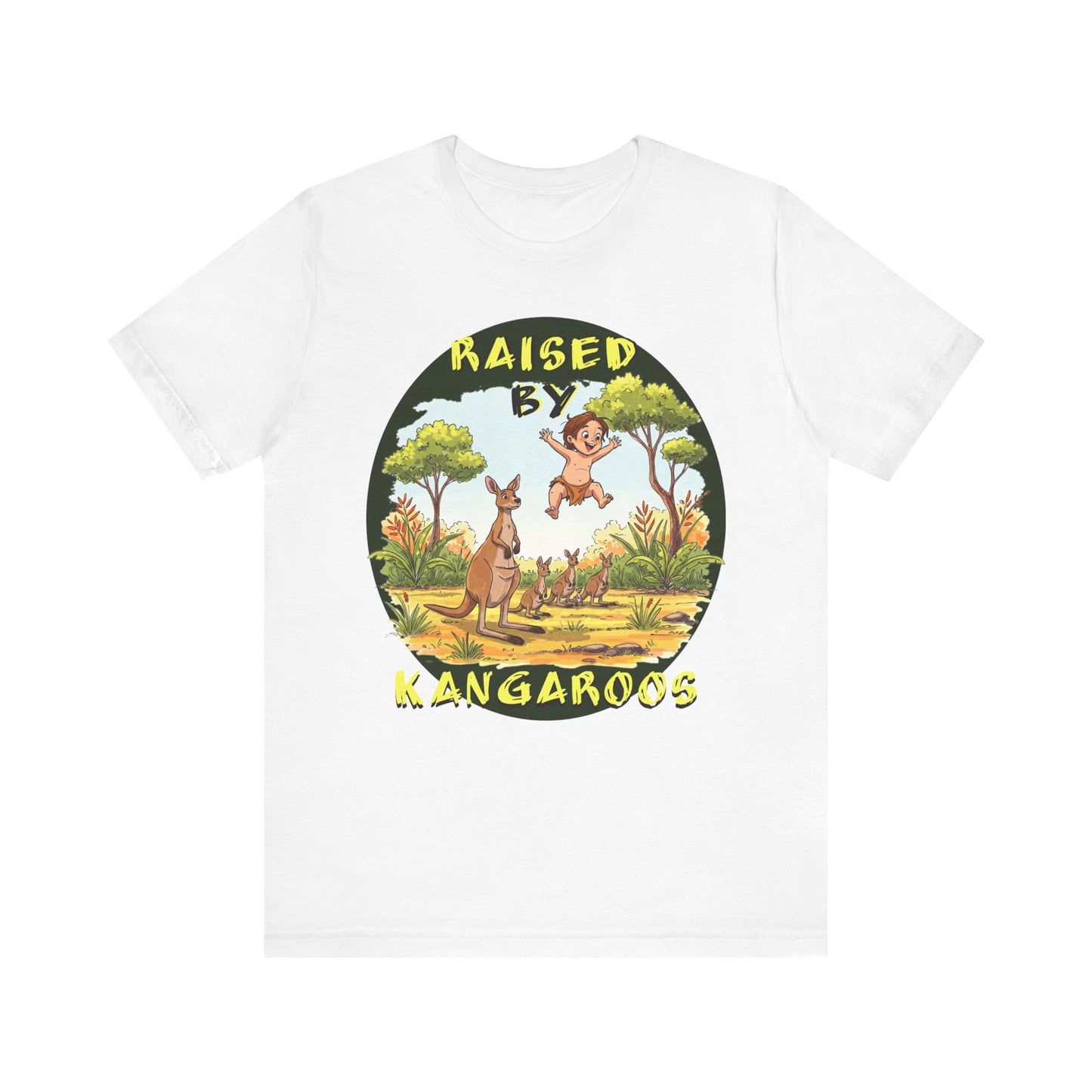 'Raised by Kangaroos' Unisex Short Sleeve Tee - Fun and Playful T-Shirt for Animal Lovers, Aussies - Schmartypants