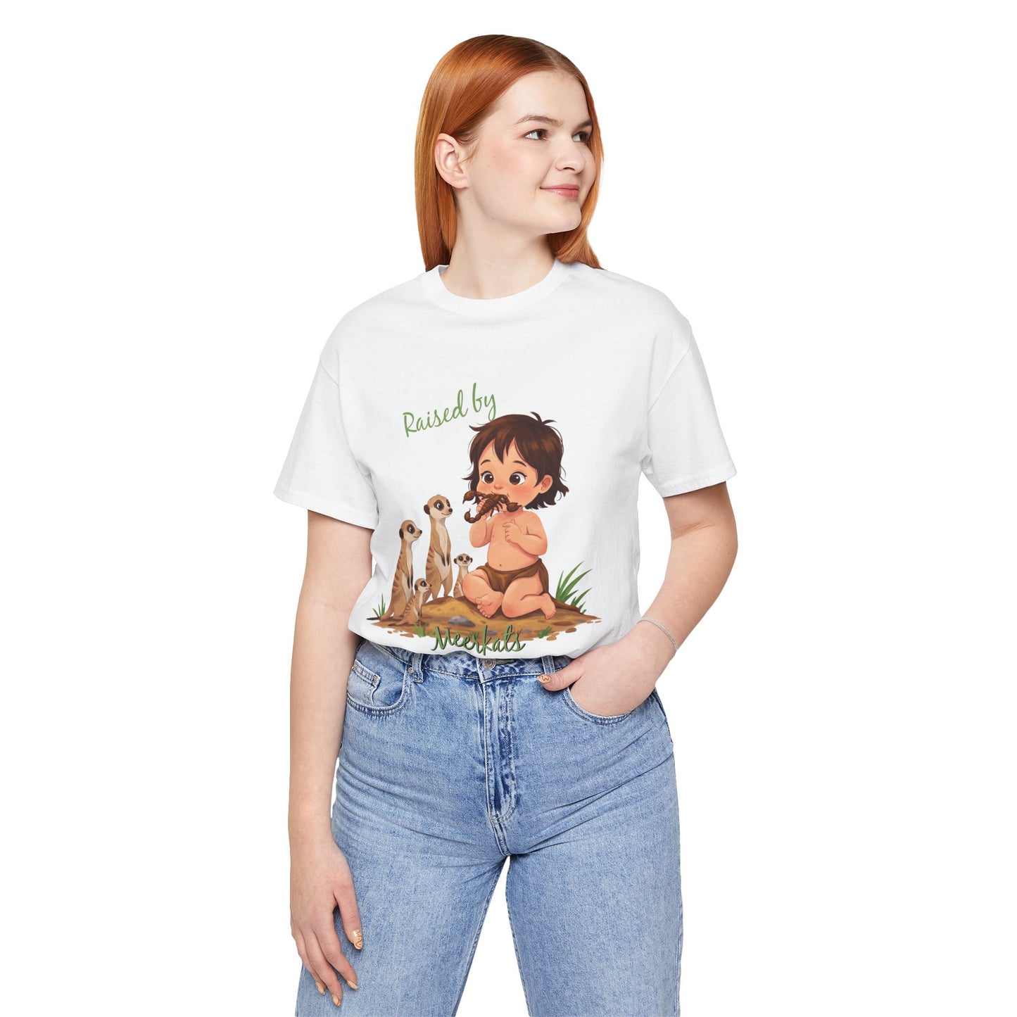 Funny Meerkat Tee - "Raised by Meerkats" Unisex Jersey Short Sleeve Shirt - for Meerkat and Wildlife Lovers - Schmartypants