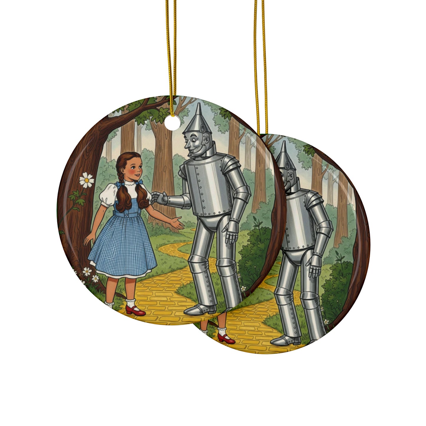 Whimsical Ceramic Ornaments, Wizard of Oz Decor, Holiday Tree Decorations, Unique Gifts for Kids, Magical Keepsakes, 2-Sided Print