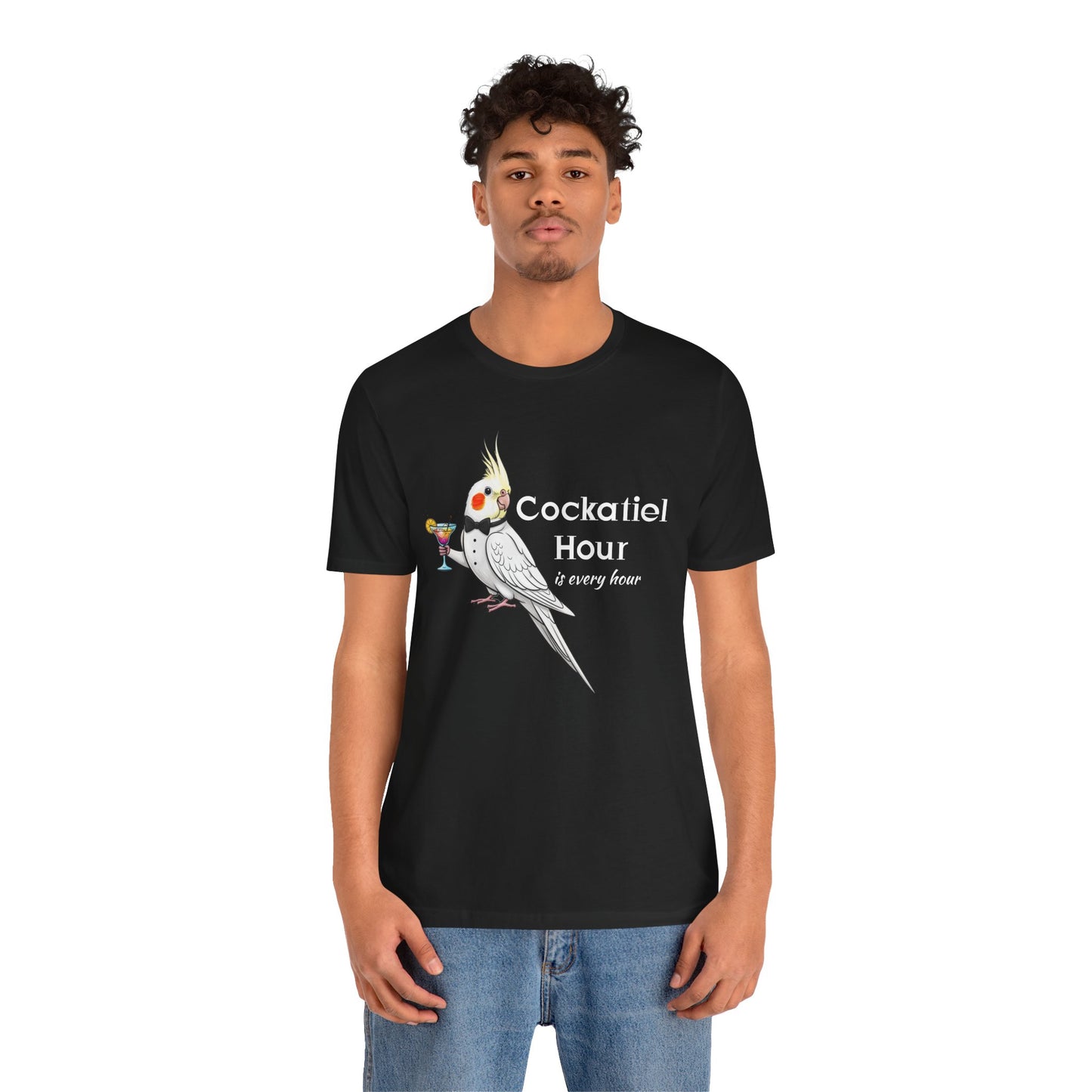 Funny 'Cockatiel Hour is Every Hour' Unisex Tee for Cockatiel Pet Owners