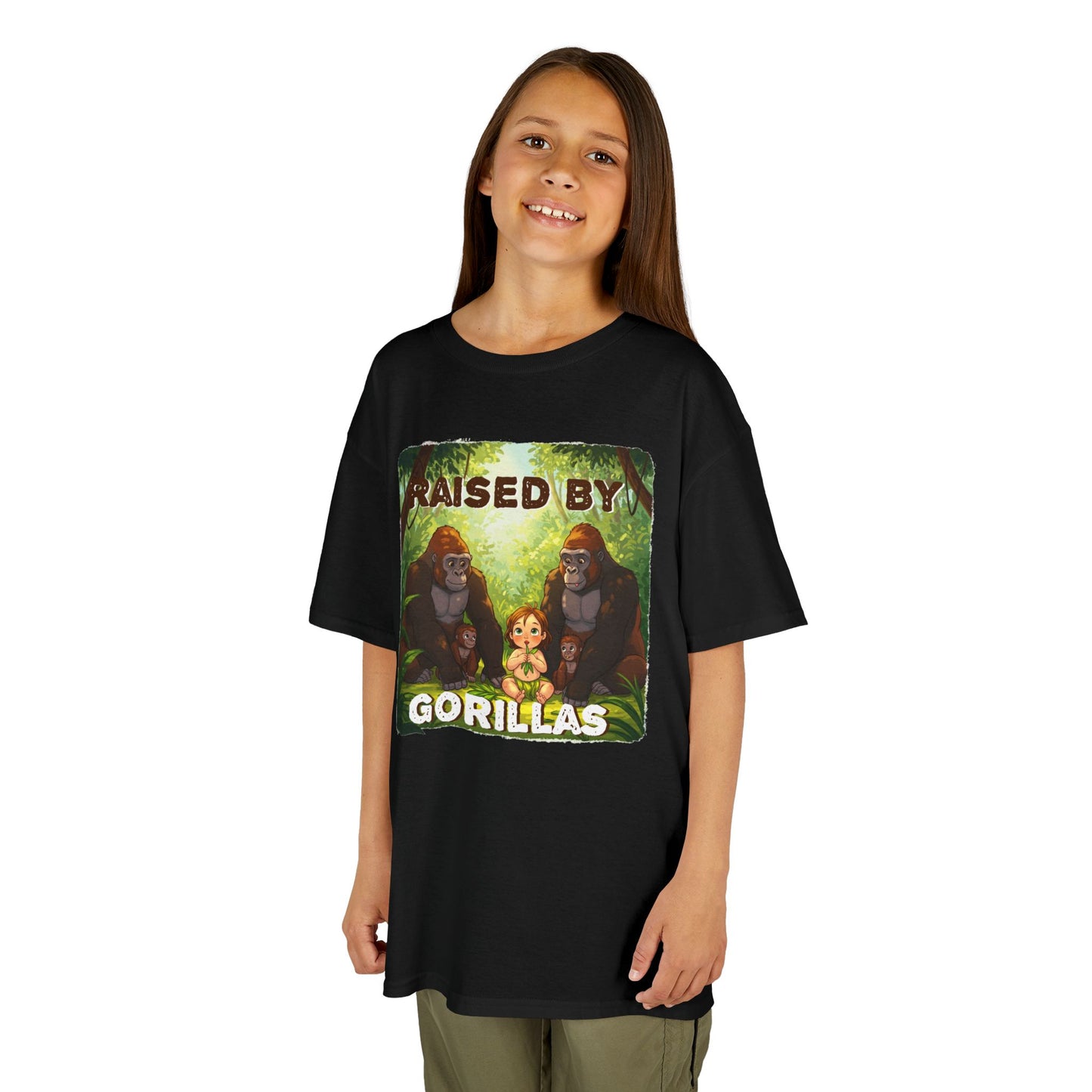 Funny Adorable 'Raised by Gorillas' Kids Tee - Fun Jungle Adventure T-Shirt - Schmartypants