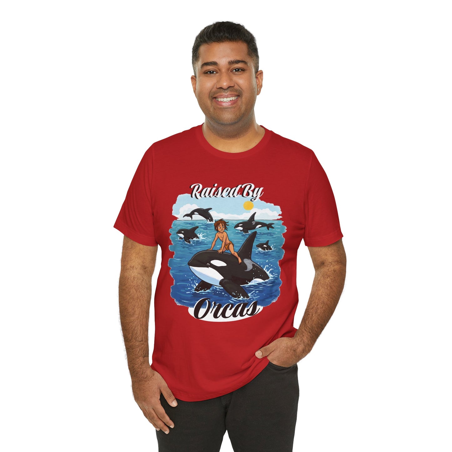 Funny 'Raised by Orca's' Tee - Perfect for Ocean Lovers, Beach Days, Summer Vacations, Gift for Marine Life Enthusiasts, Cute Animal Shirt