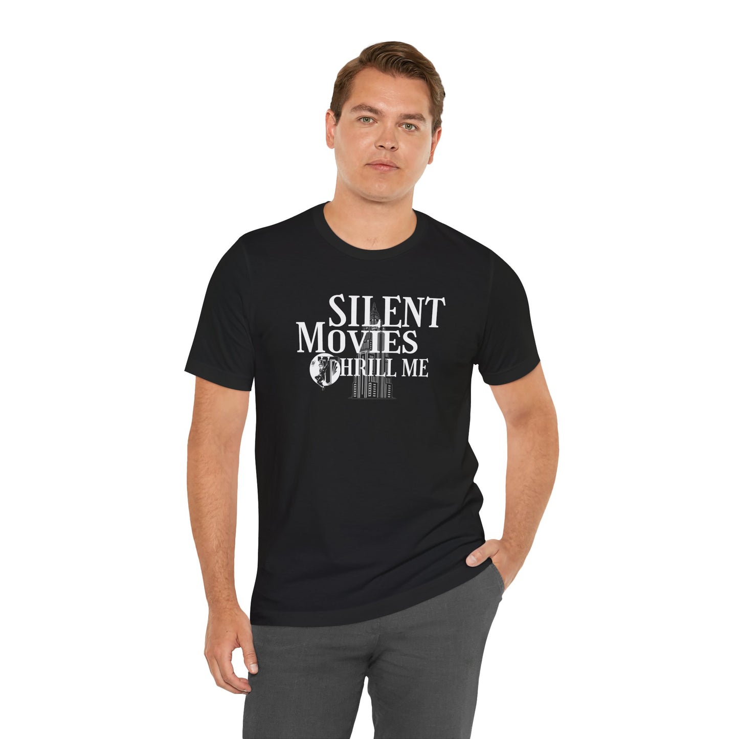 Silent Movies Thrill Me Tee, Unisex T-Shirt, Vintage Film Lover Shirt, Movie Buff Gift, Retro Cinema Apparel