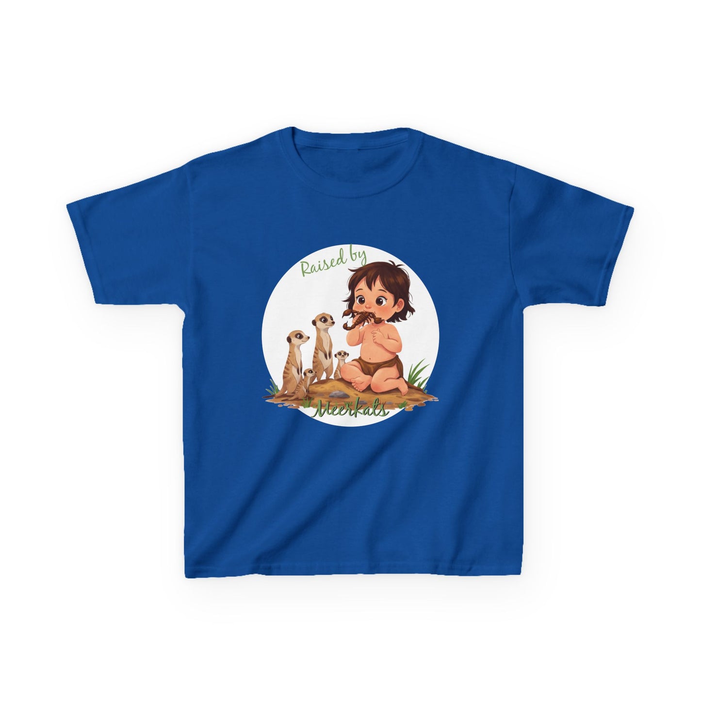 Sweet and Funny 'Raised by Meerkats' Kids Heavy Cotton™ Tee for Girls Who Love Meerkats, Wildlife - Schmartypants
