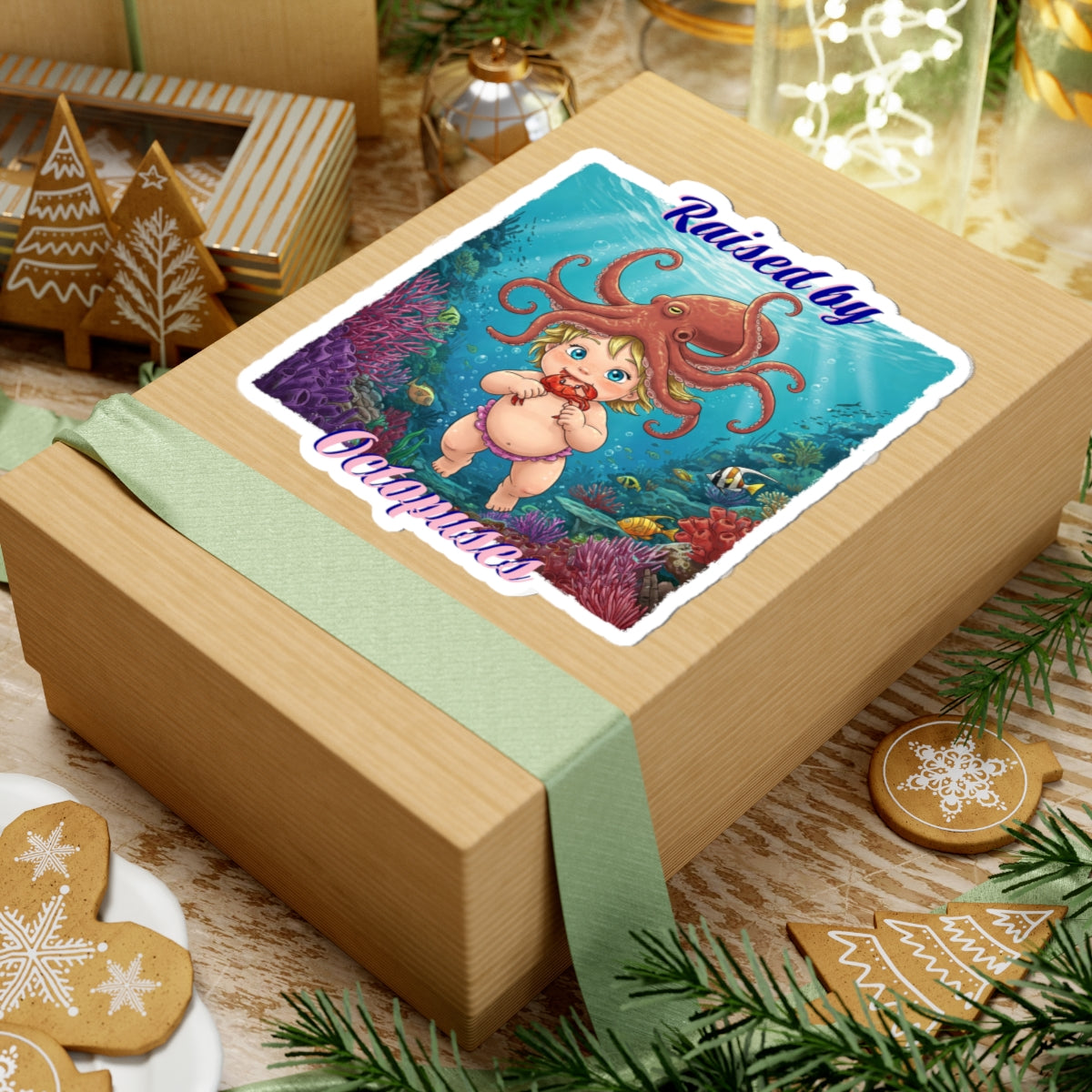 Adorable Ocean-Inspired Kiss-Cut Stickers, Cute Octopus Design for Kids, Laptop Decor, Birthday Gift, Fun Wall Art, Marine Life Stickers