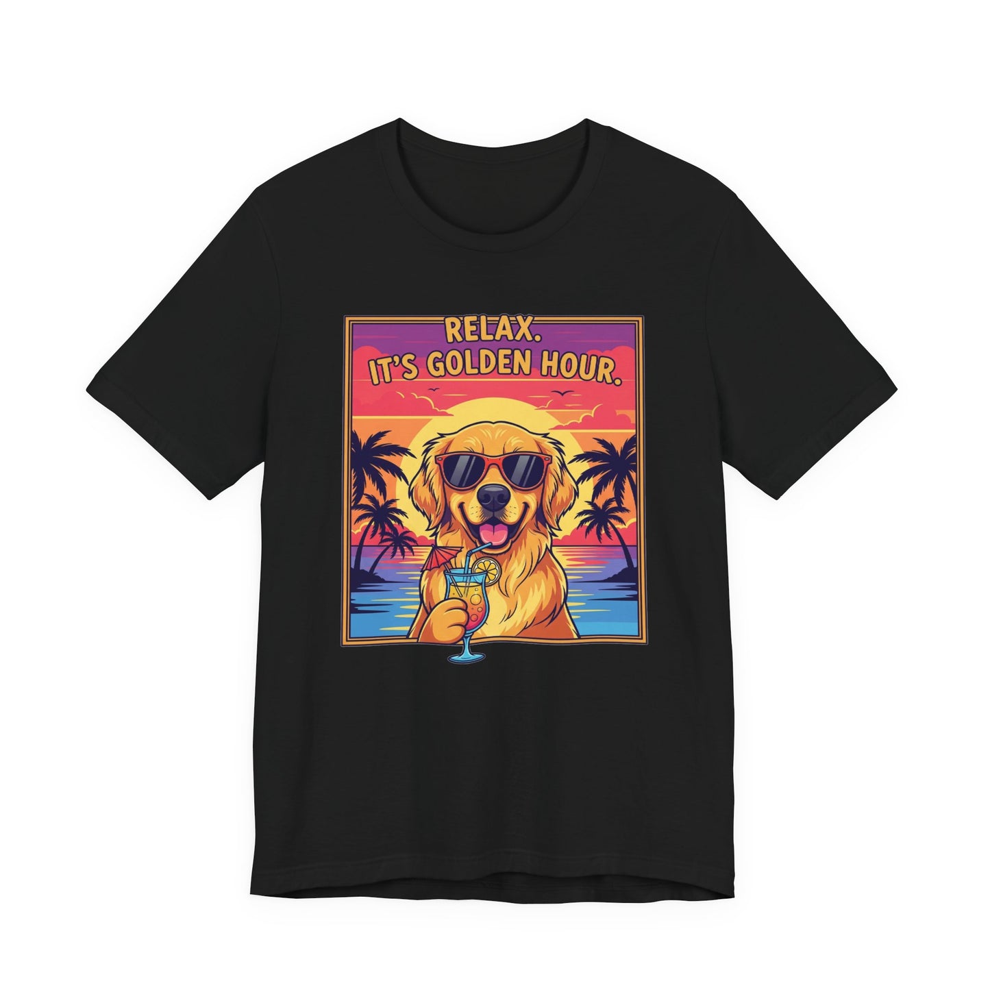 Golden Hour Golden Retriever Tee - Relax It's Golden Hour Shirt, Dog Lover Gift, Summer Vibes Tee, Vacation Outfit, Funny Pet Shirt