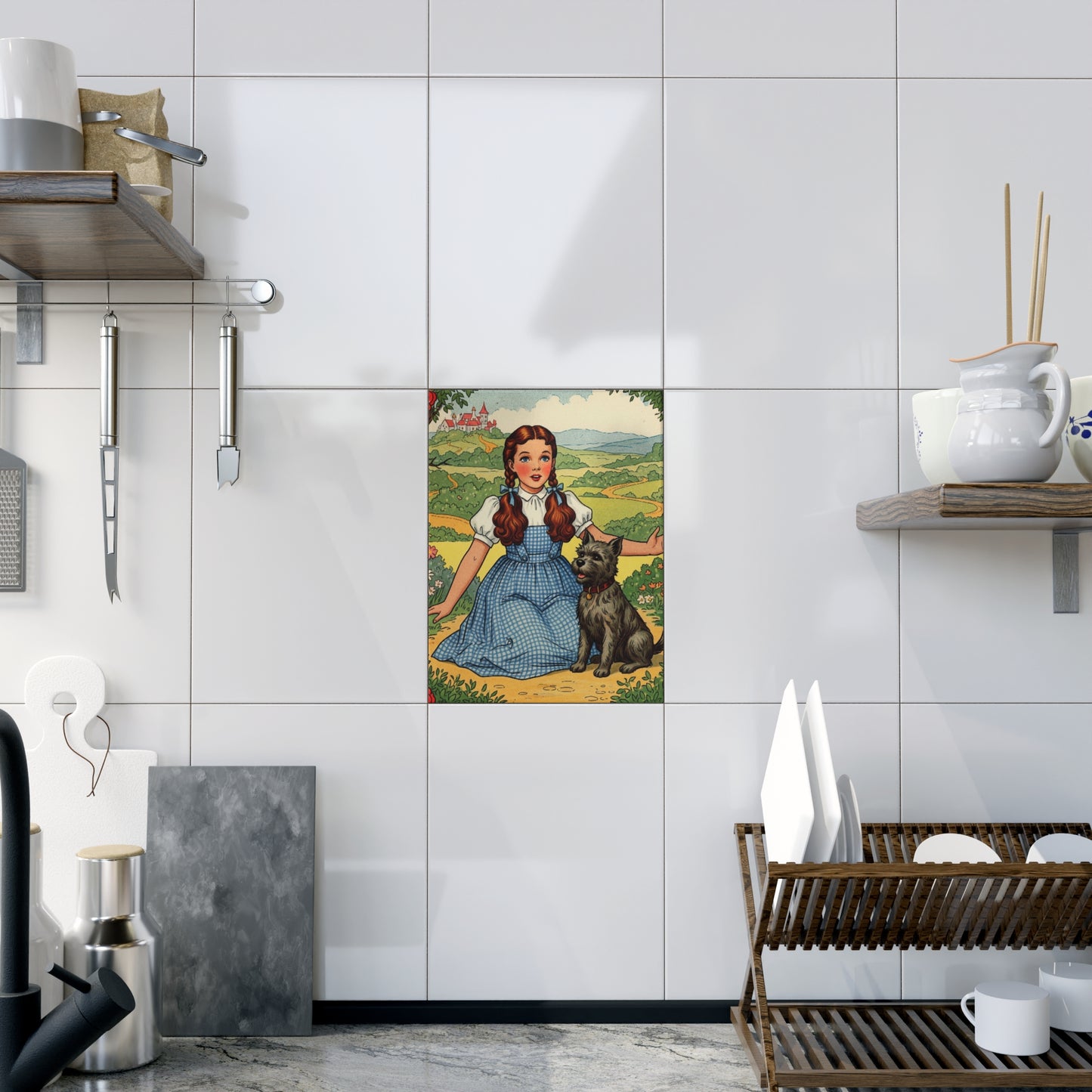 Ceramic Photo Tile for Child's Room, Dorothy and Toto Tile, Nursery Decor, Maternity Gift, Baby Shower Gift, Wizard of Oz Tile