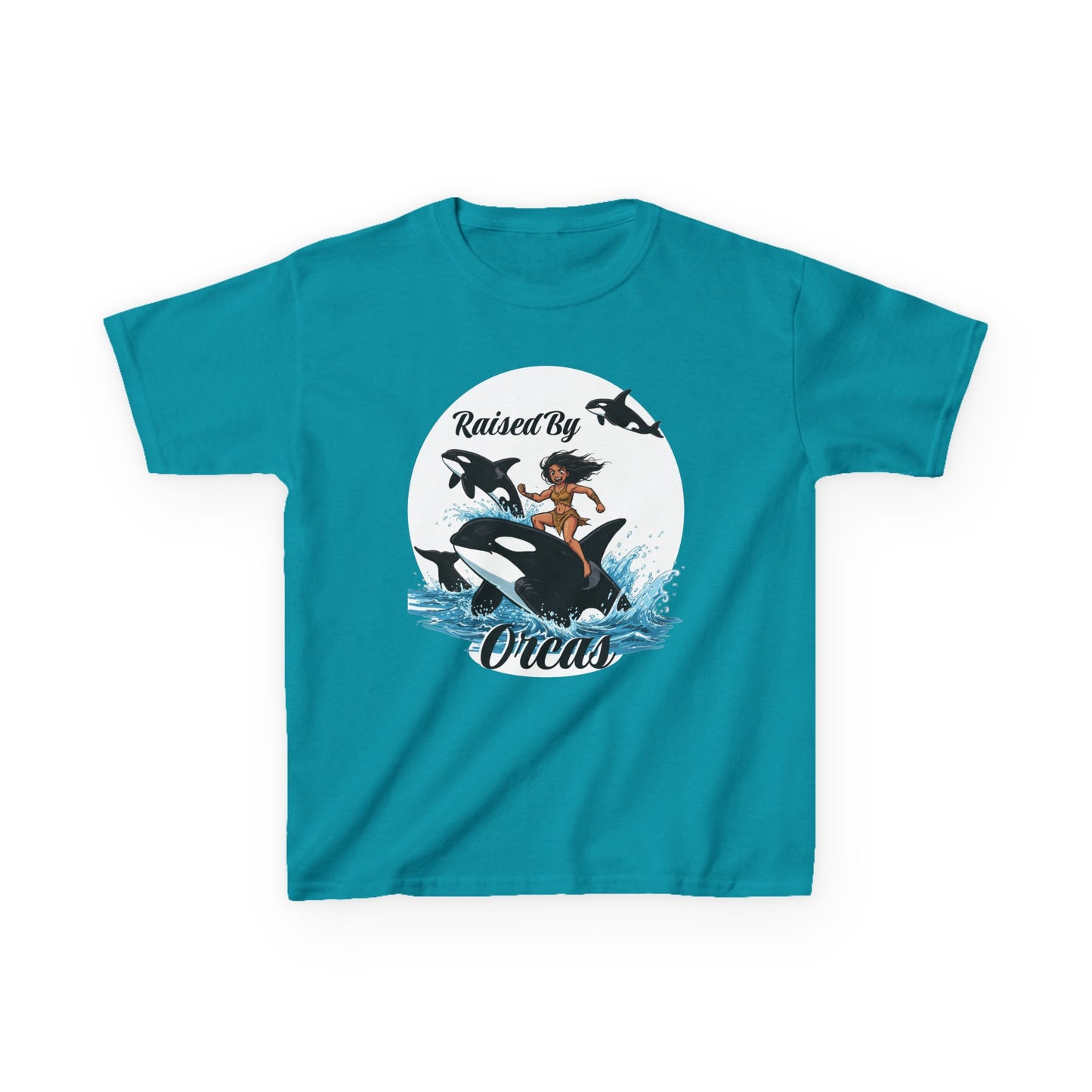 Funny 'Raised by Orcas' Whale-Themed Kids Tee | Fun & Playful Shirt for Ocean Lovers, Birthday Gift, Summer Outing, Beach Day, Adventure Shirt