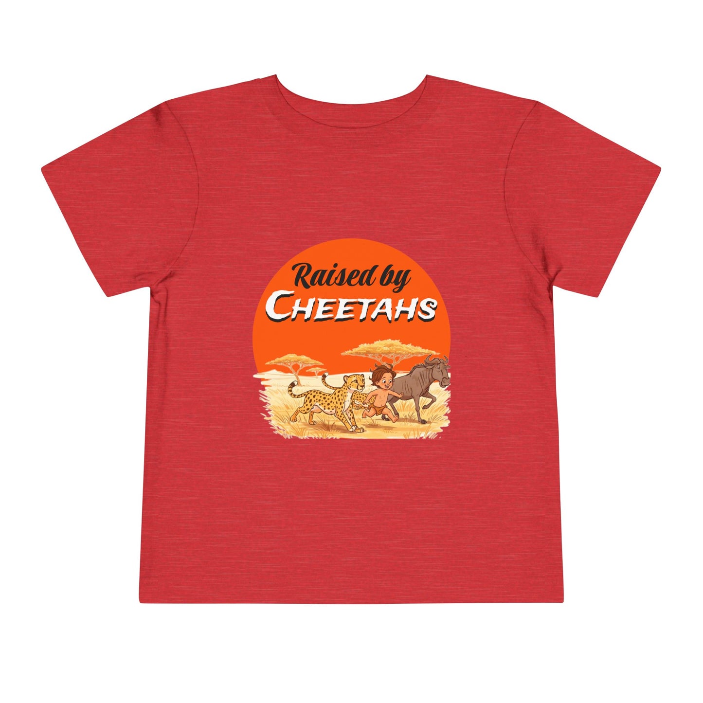 Toddler Boys Short Sleeve Tee with 'Raised by Cheetahs' Design | Funny Kids T-Shirt, Animal Lover Gift, Summer Outfit, Safari Theme - Schmartypants