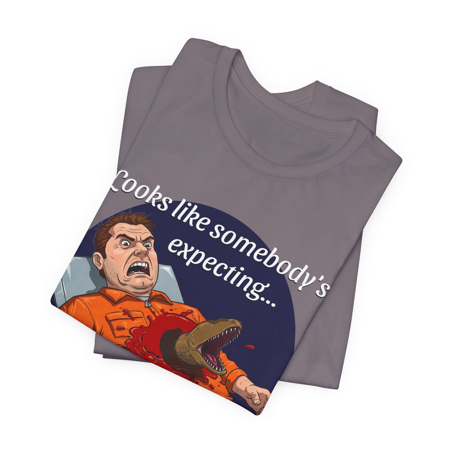 Maternity Tee for Sci-Fi Lovers, Funny Space Station Crew Member Giving Birth, Alien Movie Fan Shirt