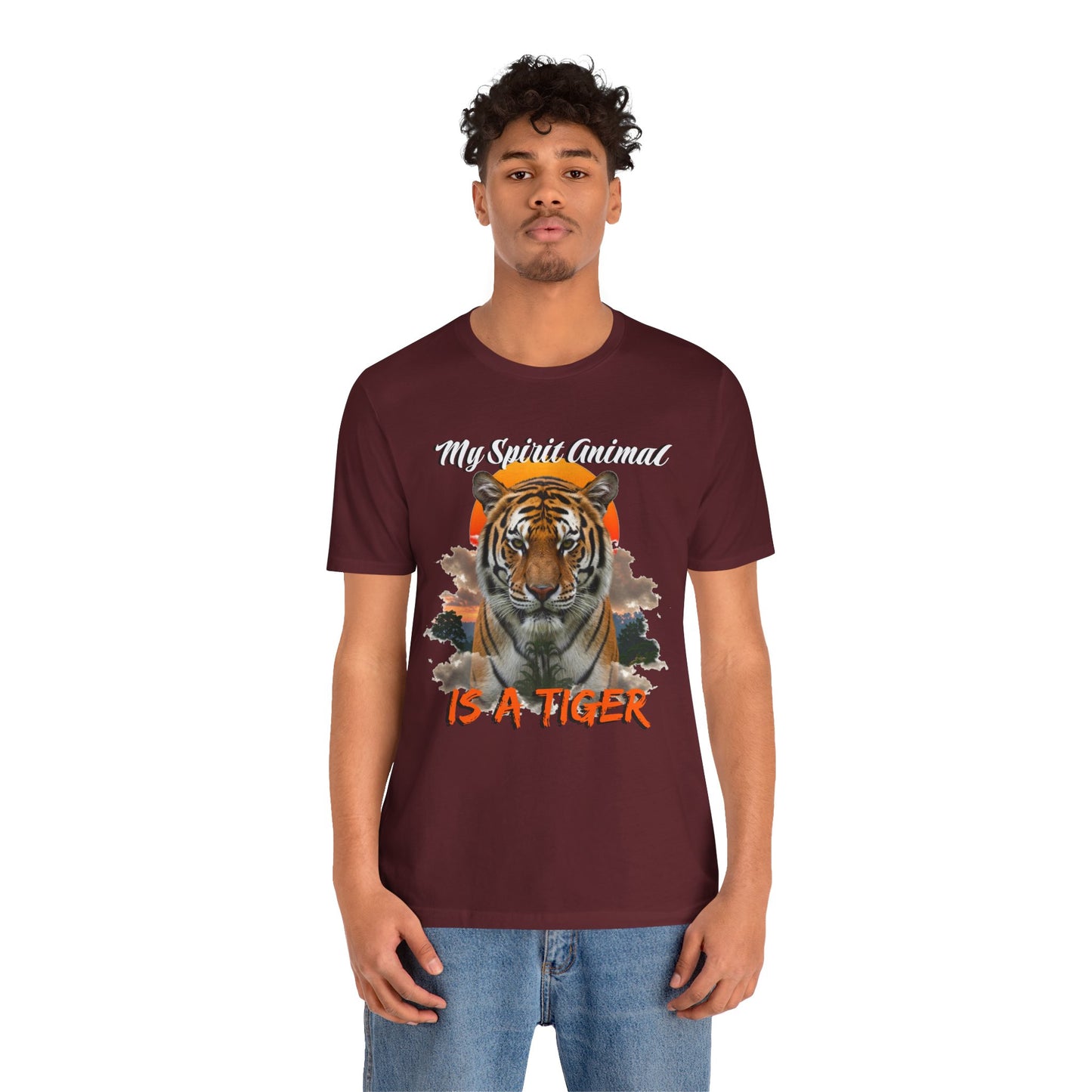 My Spirit Animal is a Tiger Tee - Unisex Jersey Short Sleeve T-Shirt, Inspirational Fierce Nature Apparel for Tiger Lovers, Casual Wear, Zoo