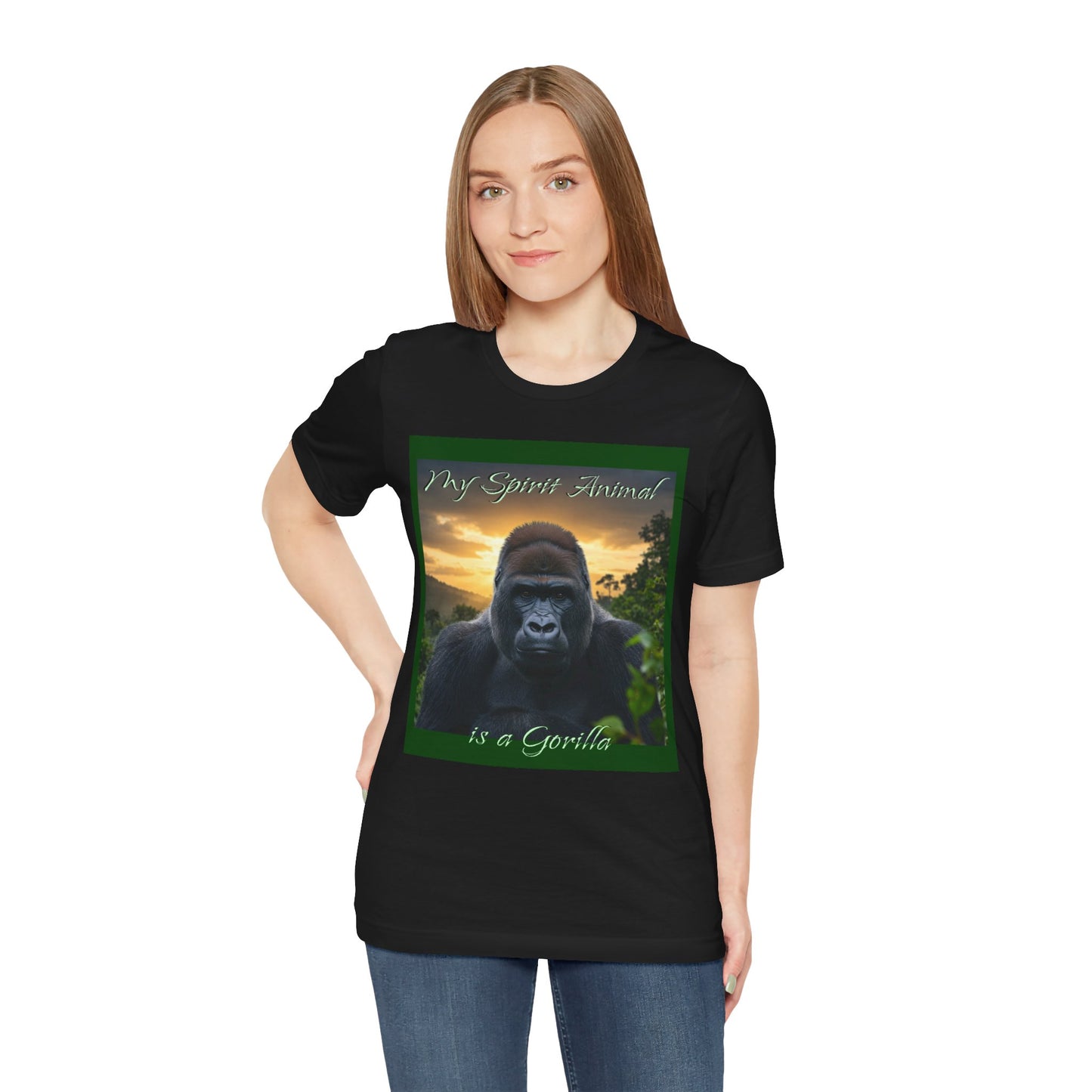 'My Spirit Animal is a Gorilla' T-Shirt - Beautiful Unisex Jersey Tee for Animal Lovers, Conservationists - Schmartypants
