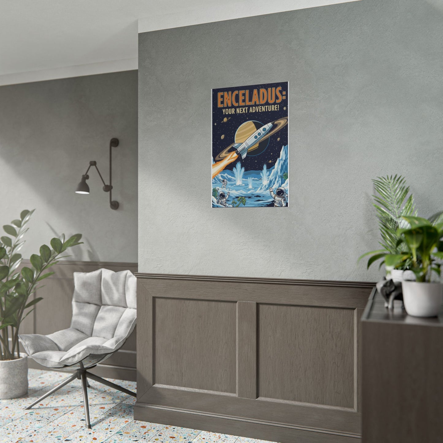 Enceladus Adventure Rolled Posters, Space Wall Art, Astronaut Decor, Travel Inspiration, Unique Gift for Space Lovers