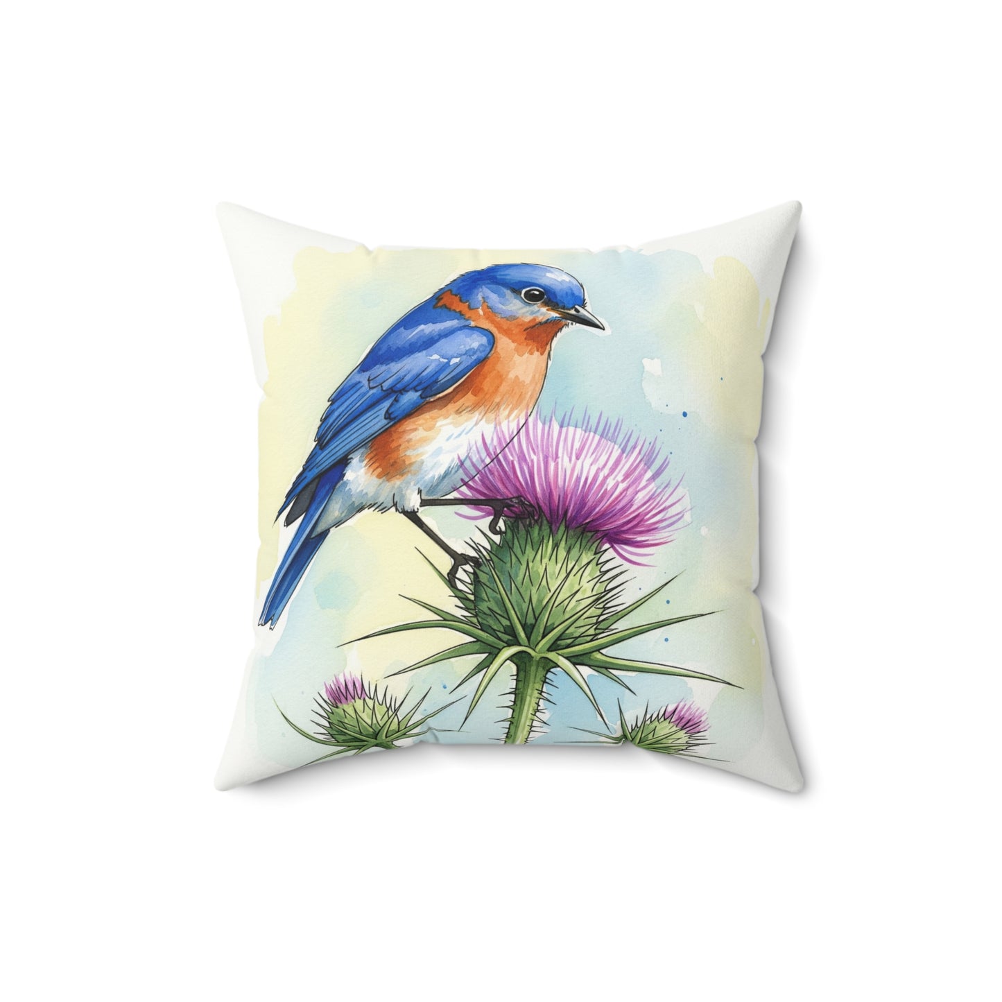 Bluebird Floral Pillow, Nature Decor, Cozy Home Accent, Gift for Bird Lovers, Spring Decor, Throw Pillow, Wildlife Cushion