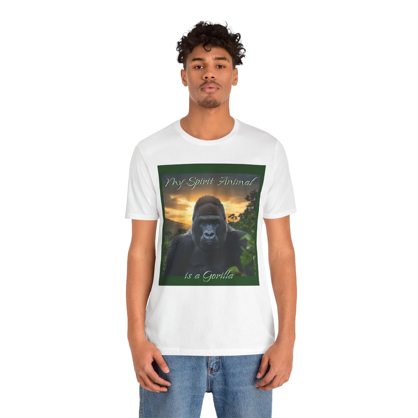 'My Spirit Animal is a Gorilla' T-Shirt - Beautiful Unisex Jersey Tee for Animal Lovers, Conservationists - Schmartypants