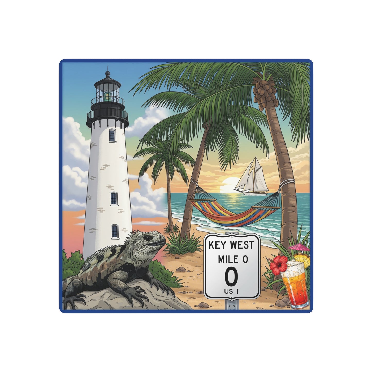 Key West Lighthouse Paradise Metal Art Sign, Nautical Decor, Coastal Wall Art, Beach House Gift, Tropical Home Accent, Home Bar Sign