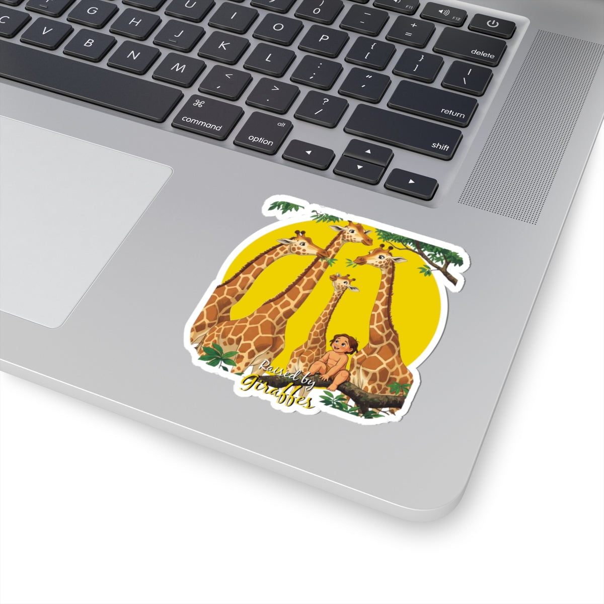 Funny 'Raised by Giraffes' Kiss-Cut Stickers - Fun Jungle Décor for Kids and Animal Lovers - Schmartypants