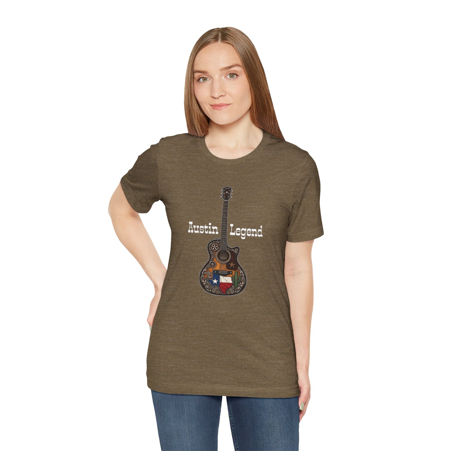 Austin Legend Guitar Tee | Unisex Short Sleeve T-Shirt, Music Lover Gift, Austin TX Souvenir, Casual Wear, Festival Apparel
