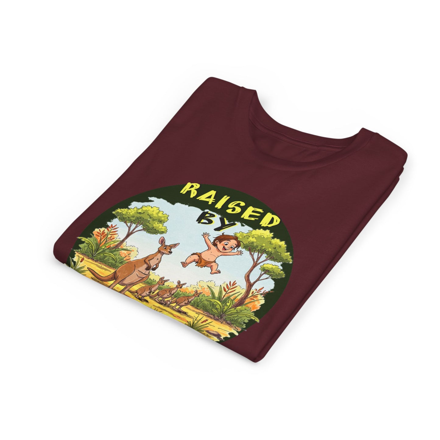 'Raised by Kangaroos' Youth Short Sleeve Tee - Fun Nature Graphic T-Shirt for Kids, Aussies - Schmartypants