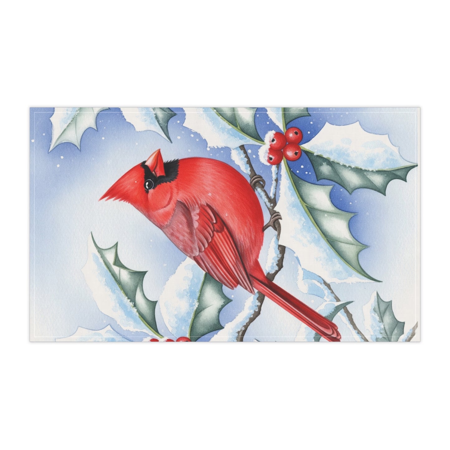 Winter Cardinal Tea Towels - Holiday Kitchen Decor, Christmas Gift, Rustic Home Accessories, Handcrafted Cotton Kitchen Towels