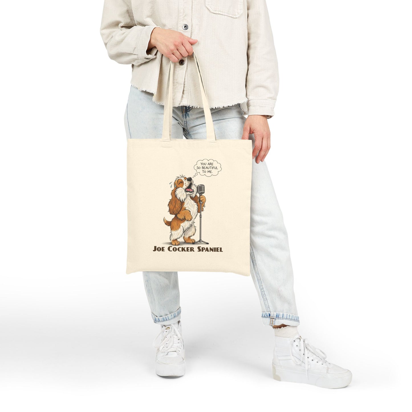 Humorous 'Joe Cocker Spaniel' Dog Lover Tote Bag, Art, Eco-Friendly Shopping Bag, Pet Gifts, Funny Animal Canvas Bag