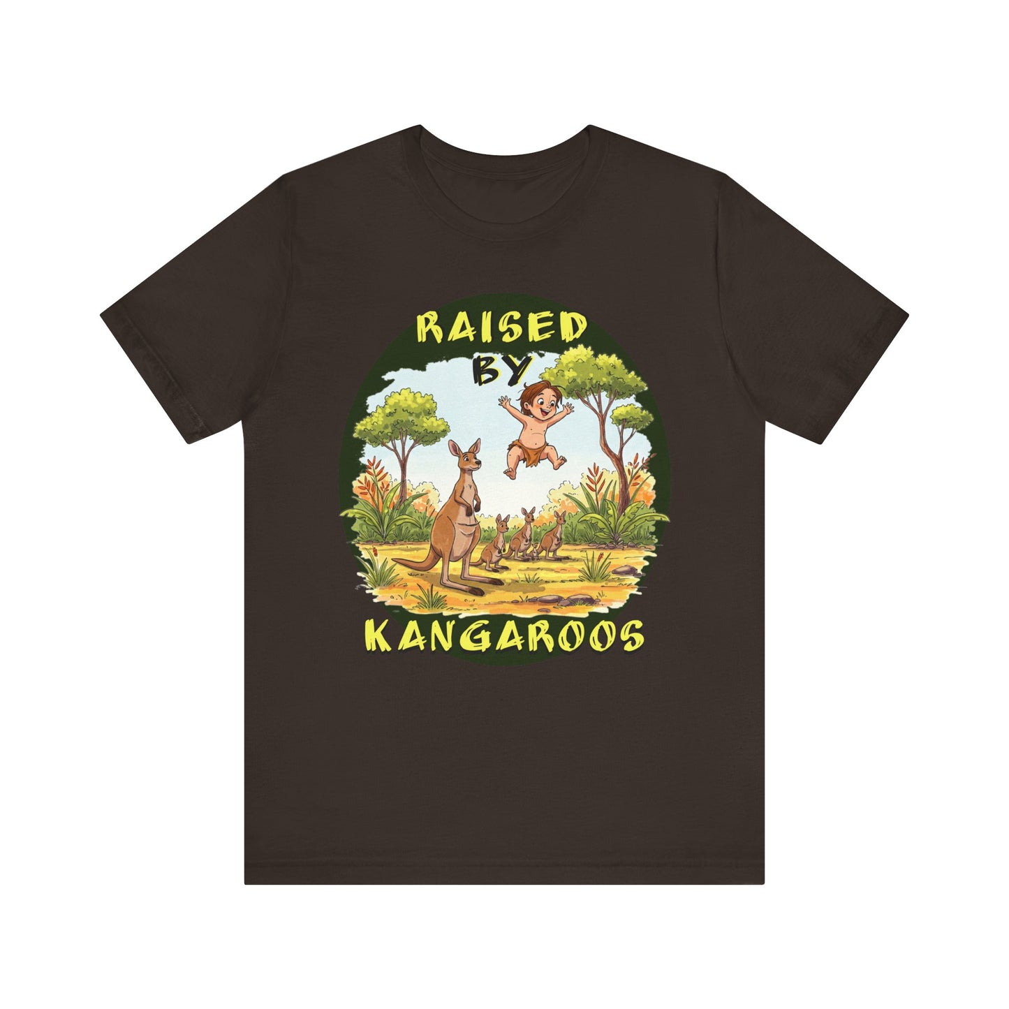 'Raised by Kangaroos' Unisex Short Sleeve Tee - Fun and Playful T-Shirt for Animal Lovers, Aussies - Schmartypants