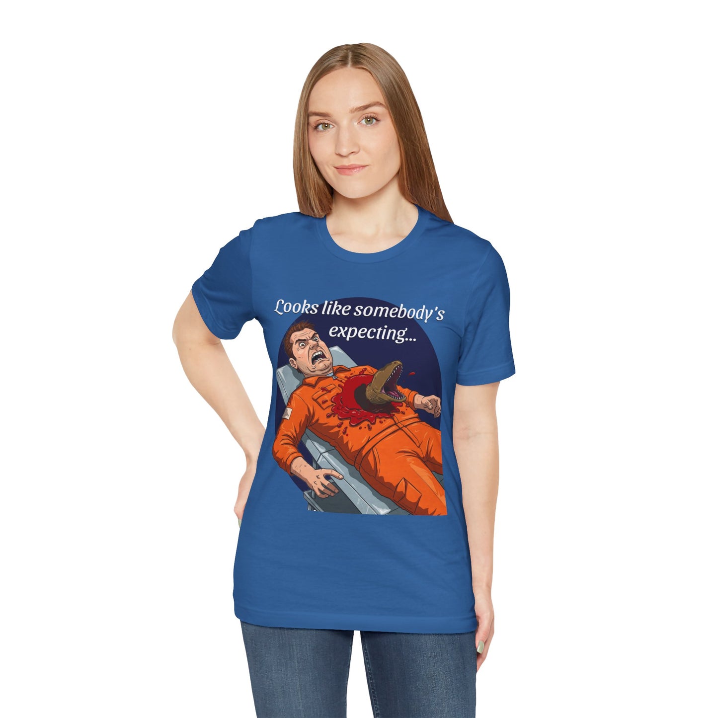 Maternity Tee for Sci-Fi Lovers, Funny Space Station Crew Member Giving Birth, Alien Movie Fan Shirt