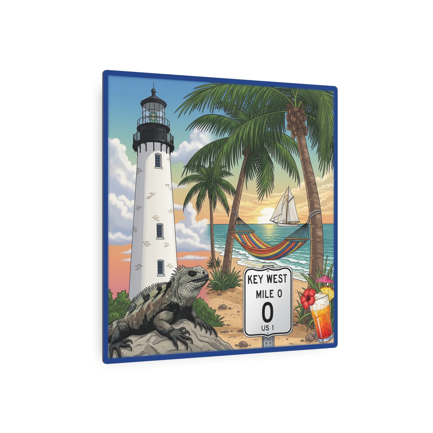 Key West Lighthouse Paradise Metal Art Sign, Nautical Decor, Coastal Wall Art, Beach House Gift, Tropical Home Accent, Home Bar Sign